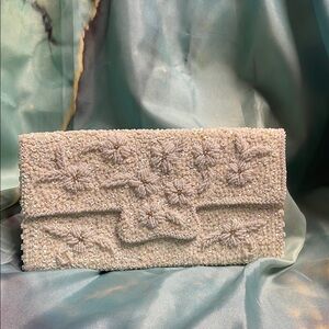 Elegant Cream Beaded Clutch